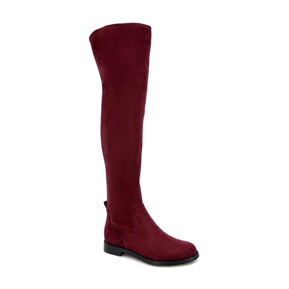 Kenneth Cole Reaction Windy Burgundy Knee High Boot Womens Faux Suede Boot 9M‎